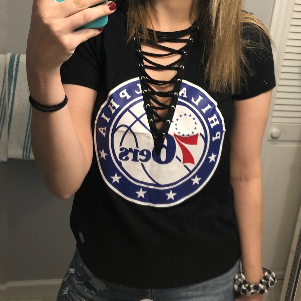 Express 76ers Lace-up Shirt - Black